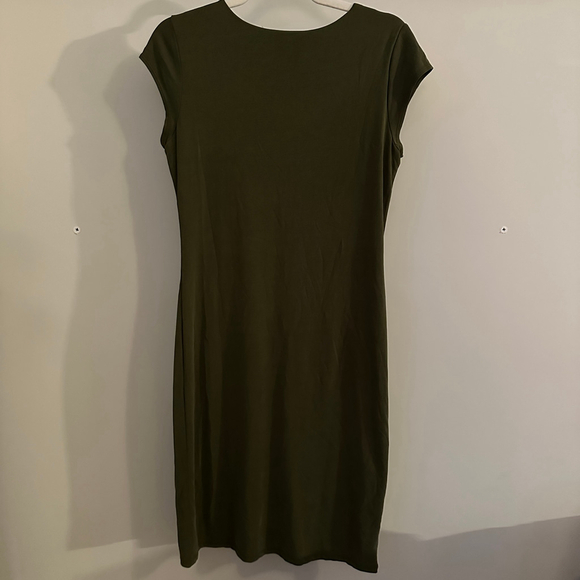 Women's Velvet Torch Stretch Knit cap sleeve Dress Soft XL Olive Green - Picture 5 of 6